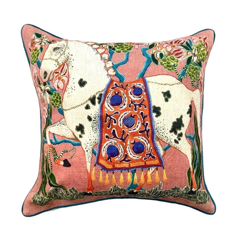 Decor Pillow Horse Design with New Insert Colorful Whimsical Decor